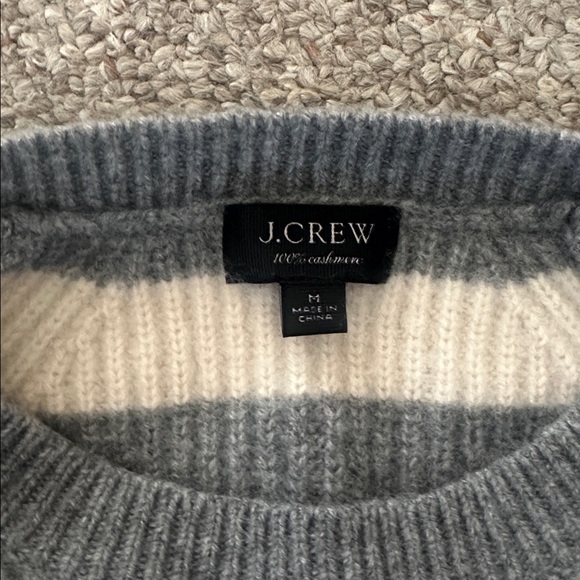 J Crew Gray and Cream Striped Sweater - Picture 2 of 2